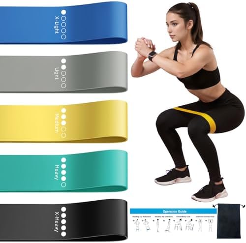 Resistance Loop Exercise Bands for Home Fitness, Yoga Pilates, Stretching, Strength Training, and Physical Therapy – Elastic Workout Bands Set, Ideal for Women&Men (5pcs Set)