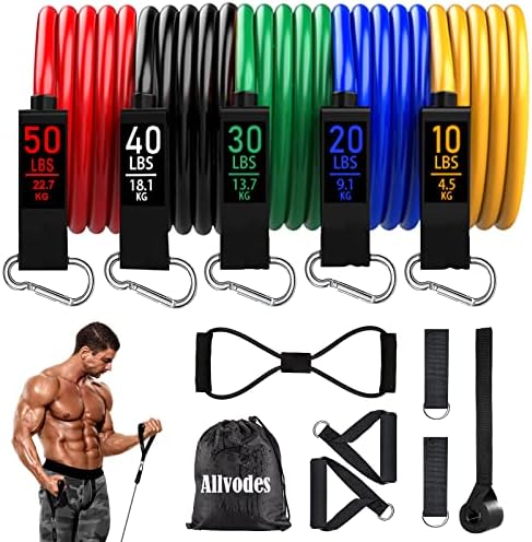 Resistance Bands, Resistance Band Set, Workout Bands, Exercise Bands for Men and Women, Exercise Bands with Door Anchor, Physical Therapy, Shape Body