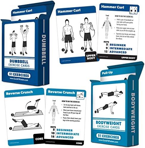 2 Pack – Bodyweight & Dumbbell Fitness Workout Cards – Over 100 Exercises