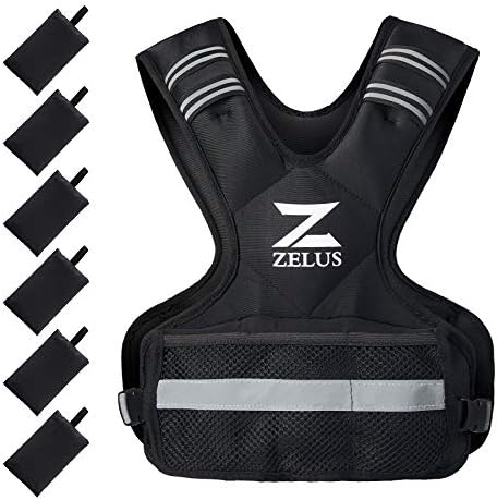 ZELUS Weighted Vest for Men and Women | 4-10lb/11-20lb/20-32lb Vest with 6 Ironsand Weights for Home Workouts | Adjustable Body Weight Vest Exercise Set for Cardio and Strength Training