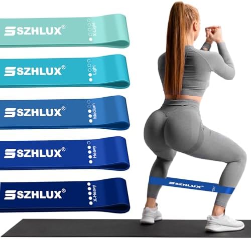 SZHLUX Resistance Bands Set with Instruction Guide and Carry Bag, Versatile for Body Sculpting, Strength Training, and Rehabilitation-Set of 5 (Blue)