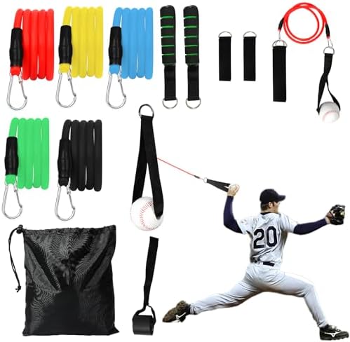 Baseball Resistance Trainer,Training Aid for Baseball Softball Pitchers,Interchangeable Grips to Build Arm Strength,Arm Bands for Baseball Players,Baseball Throwing Trainer,Great to Warm-Up