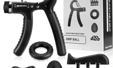 Hand Grip Strengthener Exercise Kit with 5 Pieces, Hand Exerciser for Men Women, Power Hand Grip Trainer, Finger Stretcher, Grip Ring, Stress Relief Ball, for Grip Strength Training