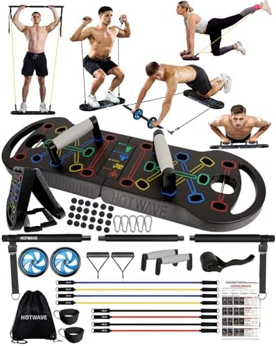 HOTWAVE Push Up Board Fitness, Portable Foldable 20 in 1 Push Up Bar at Home Gym, Pushup Handles for Floor. Professional Strength Training Equipment For Man and Women,Patent Pending