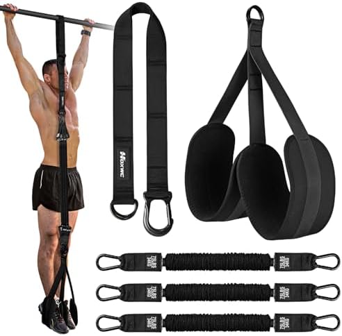 Pull Up Assistance Bands, Adjustable Heavy Duty Resistance Band for Pull Up, 3 Pull Up Bands, Comfortable Fabric Feet/Knee Rest, Assistance Bands for Pull-Up, Home Fitness, Body Stretching, Chin Up