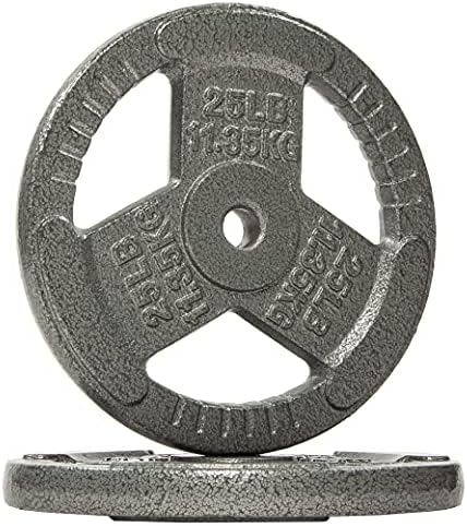 Signature Fitness Cast Iron Plate Weight Plate for Strength Training and Weightlifting, Olympic or Standard, Multiple Sizes