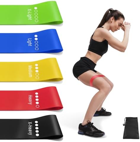 Resistance Bands for Working Out, Exercise Bands Resistance Bands Set with 5 Resistance Levels, Multi-Colored Workout Bands for Indoor and Outdoor Fitness, Leg Strength Training, Rehab, Yoga