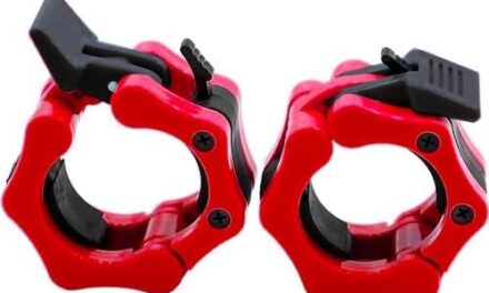 Barbell Clamps 2 inch, Heavy Duty Exercise Collars 2″ Quick Release Pair of Locking Pro Olympic Weight Bar Plate Locks Collar Clips Weightlifting Fitness Training – Red w/Black