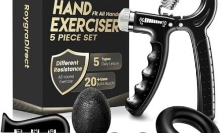 roygra Hand Grip Strengthener, Adjustable Grip Strength Trainer with 4 Exercise Tools – Set of 5