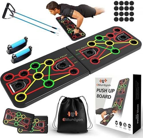 Portable Home Gym System For Men and Women: Push Up Board, Multi-Functional 15 in 1 Foldable Push Up Bar, Push up Handles for Floor, Professional Strength Training