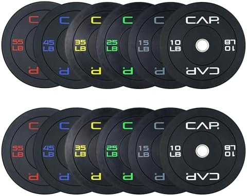 CAP Barbell 2-Inch Olympic Bumper Plate Weight Set | 100-370 lbs | Multiple Options