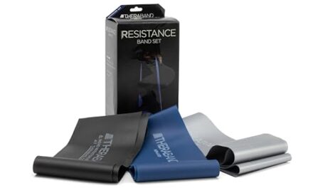 THERABAND Resistance Bands Set, Professional Elastic Band For Upper & Lower Body Exercise, Strength Training without Weights, Physical Therapy, & Pilates, Blue & Black & Silver, Advanced