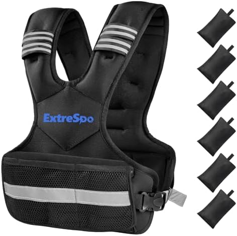 Adjustable Weighted Vest for Women and Men, 11-20lb/20-32lb Weight Vest with 6 Ironsand Weights, Body Weight Vest Exercise Set with Reflective Strip for Strength Training and Workout