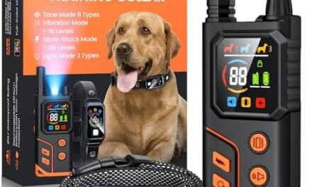 Dog Shock Collar 3300FT with Light for Night Walks, Dog Training Collar with Remote Control, E Collar with Adjustable Pitch Beep,Vibration and Shock,Rechargeable Waterproof Shock Collar for Dogs