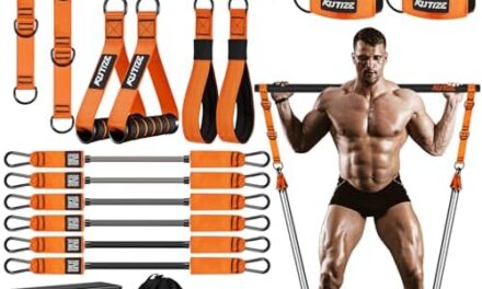 Pilates Bar Kit with Resistance Bands, Heavy Duty Pilates Equipment for Men, Strength Training Bar for Legs, Hip, Waist Back, Arm, Abs, Chest, Shoulders, Portable Home Gym Full Body Workout Equipment