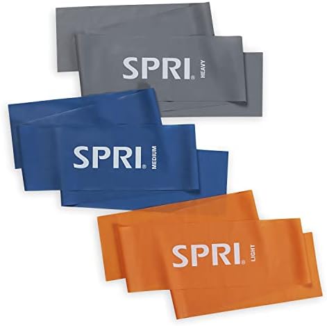 SPRI Flat Bands 3-Pack – Resistance Band Kit Set with 3 Levels of Resistance – Exercise Bands for Strength Training, Flexibility, & Body Workout – Versatile Fitness Tool – Light, Medium, and Heavy