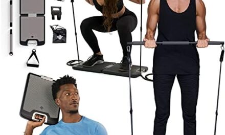 EVO Gym – Portable Home Gym Strength Training Equipment, at Home Gym | All in One Gym – Resistance Bands, Base Holds Gym Bar & Handles for Travel | Portable Gym & Home Exercise Equipment