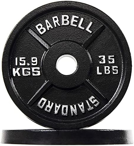 Olympic Cast Iron Plate for Strength Training and Weightlifting, Pairs, Sets or Set with Barbell, Multiple Sizes