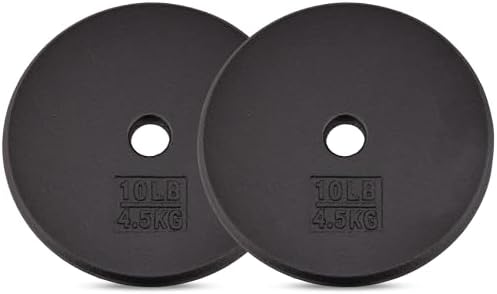 Yes4All Standard 1″ Cast Iron Weight Plate – Ideal for Strength Training – Multiple Weight: 5LB to 25LB (Single & Set of 4)