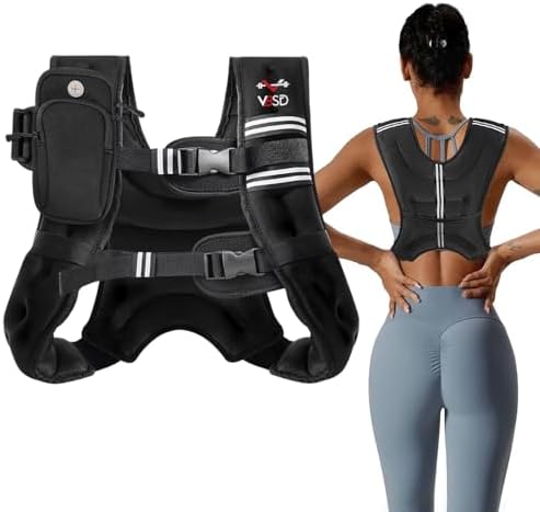 Weighted Vest for Women Men, 6lb/8lb/12lb/16lb/20lb/25lb/30lb Weight Vest with Reflective Stripe, Body Weight Vests Adjustable for Strength Training, Running, Walking, Workout, Jogging, Fitness