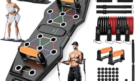 Portable Push Up Board, Foldable, Multifunction with Color-Coded Positions and Accessories for Home Gym, Upper Body Strength