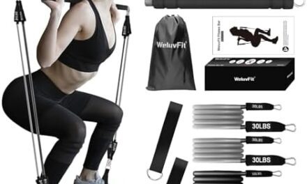 Pilates Bar – WeluvFit Pilates Bar Kit with Resistance Bands, Pilates Bar with Non-Slip Foot Strap/Anti-Break /3-Section/Exercise Equipment for Ballet, Home Workouts, Squat, Yoga for Full Body