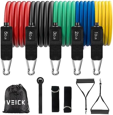 VEICK Resistance Bands, Exercise Bands, Workout Bands, Resistance Bands for Working Out with Handles for Men and Women, Exercising Bands for Strength Training Equipment at Home