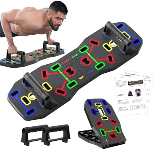 AERLANG Push Up Board, Portable Multi-Function Foldable 10 in 1 Push Up Bar, Push up Handles for Floor,Professional Push Up Strength Training Equipment