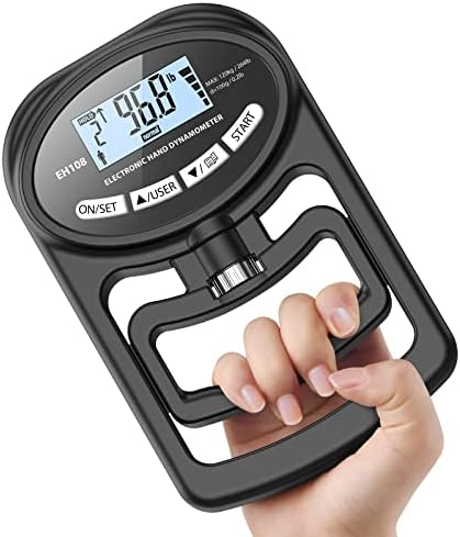 Hand Dynamometer Grip Strength Trainer – Electronic Hand Grip Strength Tester Grip Strengthener Hand Exerciser Meter Digital Hand Grip Training Gauge 265 Lbs / 120 Kgs for Sport Home School Use